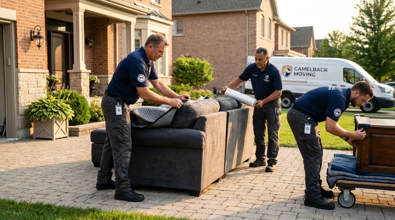 Large estate moving crew wrapping furniture in Waynesville, OH